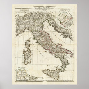  kaart van Italië (1764) Poster
