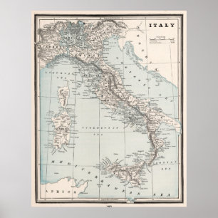  kaart van Italië (1893) Poster