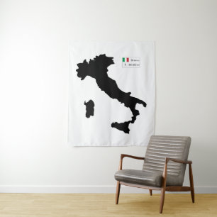 Kaart van Italië en big data Wandkleed