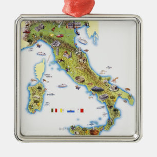 Kaart van Italië Metalen Ornament