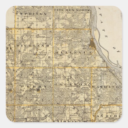 Kaart van Jackson County 2 Vierkante Sticker (Voorkant)