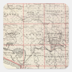 Kaart van Jackson County, Grand Tower Vierkante Sticker
