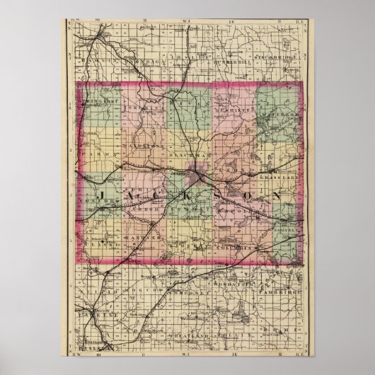 Kaart van Jackson County Poster (Voorkant)