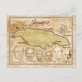 Kaart van Jamaica met nationale helden