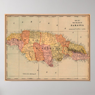 kaart van Jamaica Poster