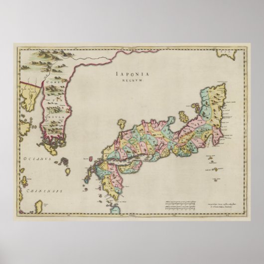  kaart van Japan (1665) Poster (Voorkant)