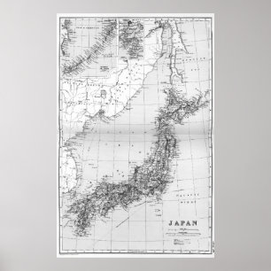  kaart van Japan (1892) Poster