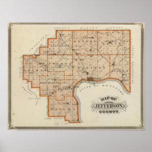 Kaart van Jefferson County Poster