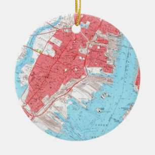  kaart van Jersey City NJ (1955) 2 Keramisch Ornament