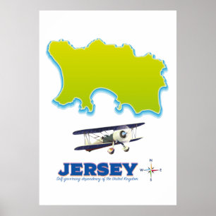 Kaart van Jersey. Poster