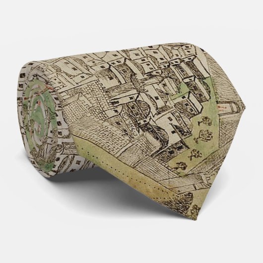 kaart van Jeruzalem Israël (16e eeuw) Stropdas (Opgerold)