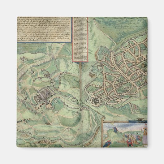Kaart van Jeruzalem uit "Civitates Orbis Terrarum" Magneet (Voorkant)