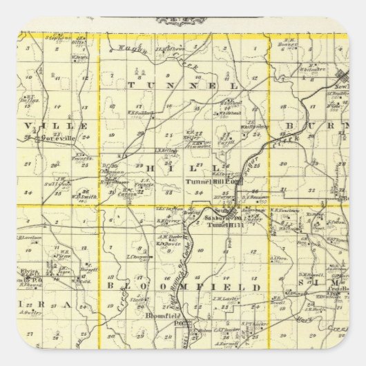 Kaart van Johnson County en Wenen Vierkante Sticker (Voorkant)