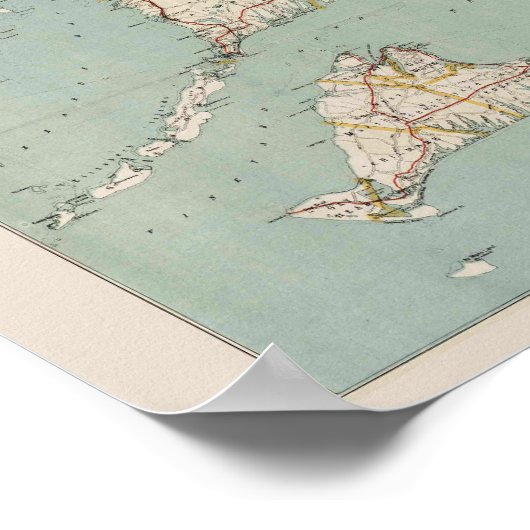  kaart van Kaap en massachusetts Poster (Hoek)