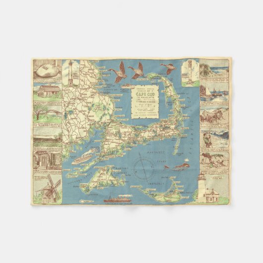  kaart van kabeljauw (1940) fleece deken (Voorkant (Horizontaal))