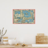 kaart van kabeljauw (1945) poster (Keuken)