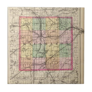 Kaart van Kalamazoo County, Michigan Tegeltje