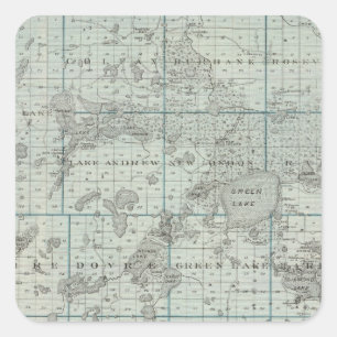 Kaart van Kandiyohi County, Minnesota Vierkante Sticker