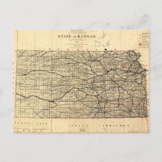  kaart van Kansas (1884) (Voorkant)