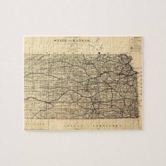 kaart van Kansas (1884) Legpuzzel (Horizontaal)