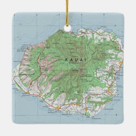 kaart van Kauai Hawaii Keramisch Ornament (Achterkant)