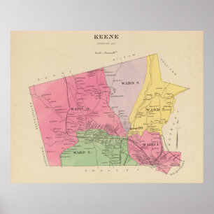  kaart van Keene New Hampshire (1892) Poster