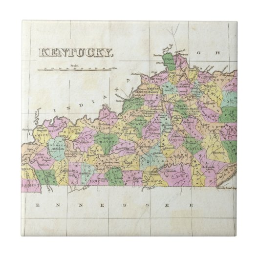 kaart van Kentucky (1827) Tegeltje (Voorkant)