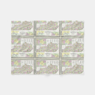  kaart van Kentucky (1850) Fleece Deken