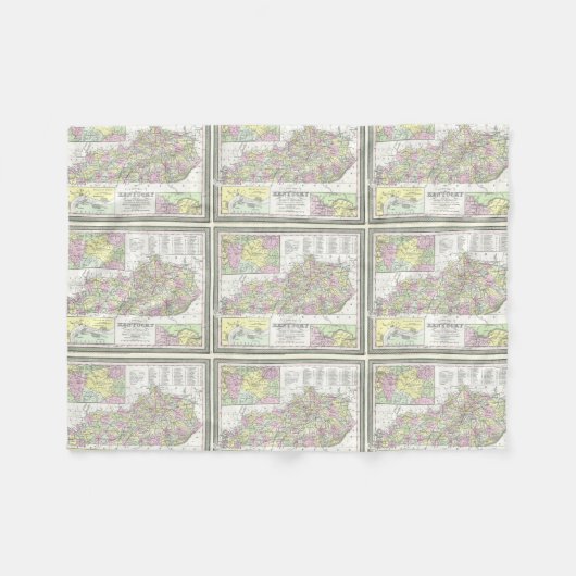 kaart van Kentucky (1850) Fleece Deken (Voorkant (Horizontaal))