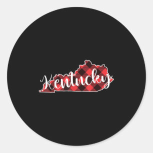 Kaart van Kentucky Buffalo Plaid Kerstmis Ky Kent Ronde Sticker
