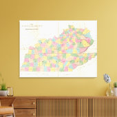 Kaart van Kentucky & Tennessee Canvas Afdruk (Insitu (Woonkamer))