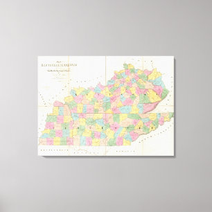Kaart van Kentucky & Tennessee Canvas Afdruk