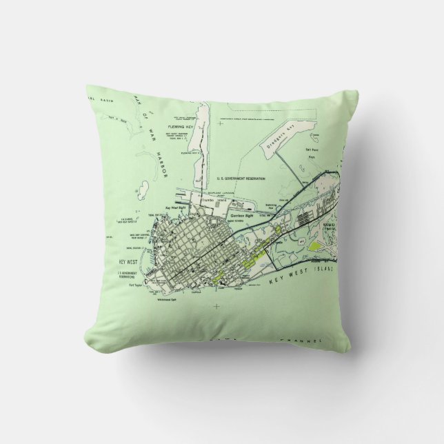  kaart van Key West Florida (1943) Kussen (Voorkant)