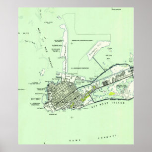  kaart van Key West Florida (1943) Poster