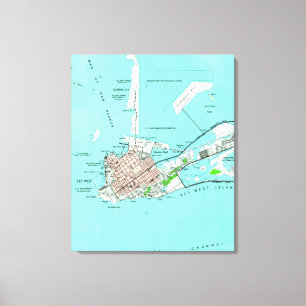  kaart van Key West Florida (1962) Canvas Afdruk