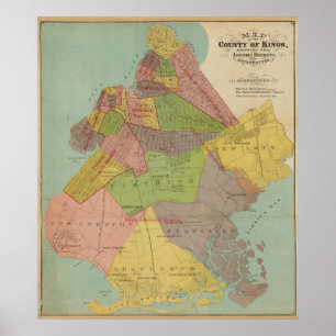  kaart van Kings County, New York Poster