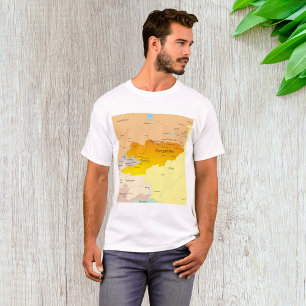 Kaart van Kirgizië en Centraal-Azië T-shirt