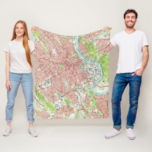  kaart van Knoxville Tennessee (1966) Fleece Deken