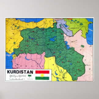 Kaart van Koerdistan Poster