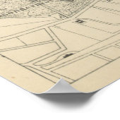  kaart van Kopenhagen Denemarken (1886) Poster (Hoek)