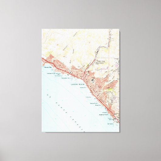  kaart van Laguna Beach California (1965) Canvas Afdruk (Voorkant)
