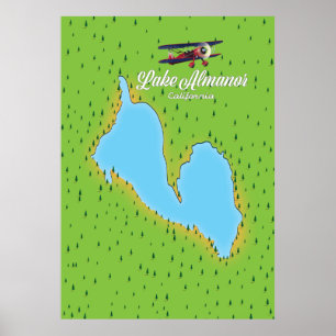 Kaart van Lake Almanor Californië VS Poster