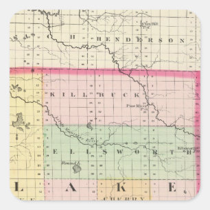 Kaart van Lake County, Michigan Vierkante Sticker