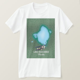 Kaart van Lake Okeechobee Florida. T-shirt