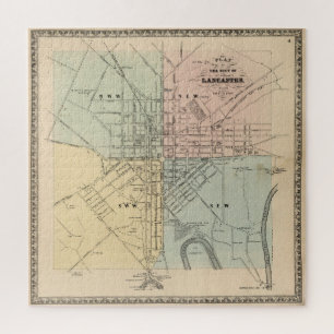 kaart van Lancaster PA (1864) Legpuzzel