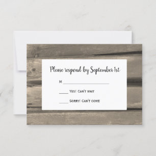 Kaart van landelijke Barn Wood Wedding RSVP Respon