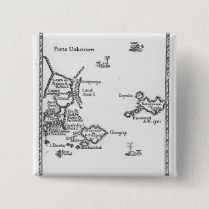 Kaart van Laputa, Balnibari, Luggnagg Vierkante Button 5,1 Cm