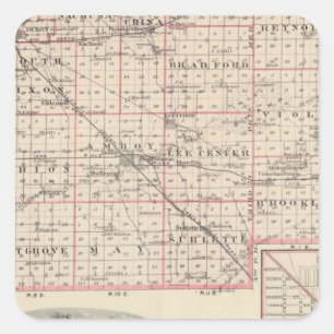 Kaart van Lee County en Amboy Vierkante Sticker