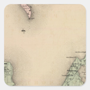 Kaart van Leelanau County, Michigan Vierkante Sticker