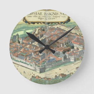 Kaart van Leipzig uit "Civitates Orbis Terrarum" d Ronde Klok